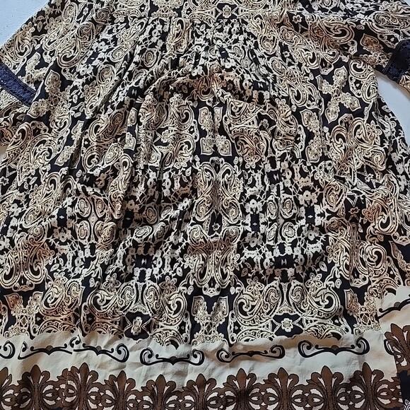 Alter'd State Blue Black Brown Tan Boho Mini Skater Dress Size Small - Picture 12 of 12